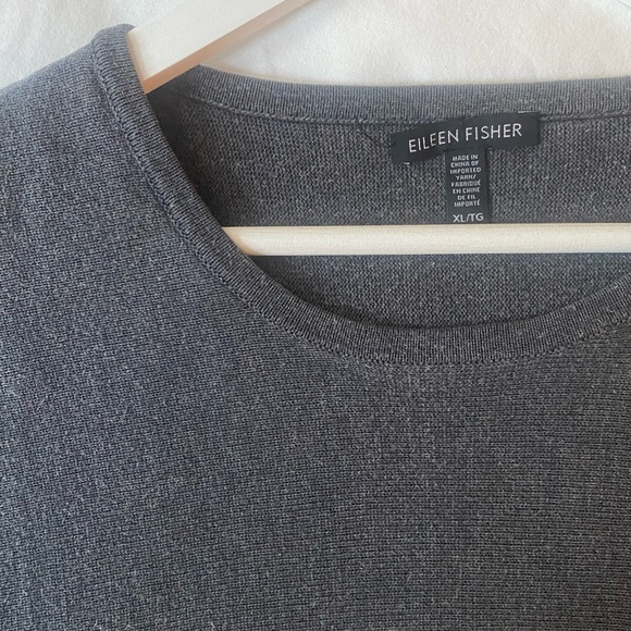 ❤️ Eileen Fisher SILK short sleeve sweater gray grey blouse top charcoal - Picture 5 of 7